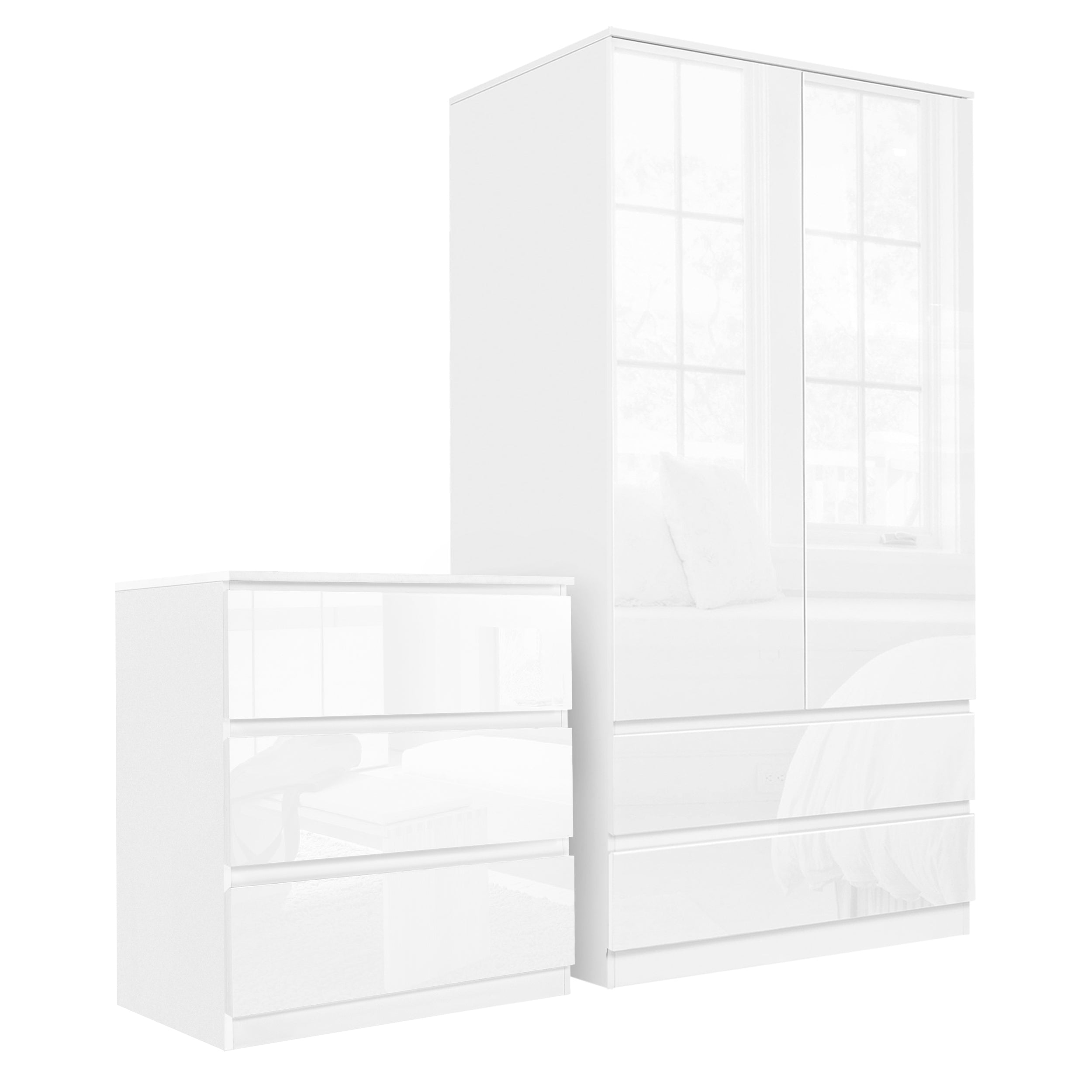 Wardrobe and chest of drawers set, stylish storage for your bedroom.