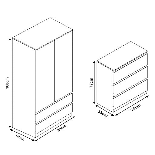 Wardrobe and chest drawer set with dimensions stylish and functional bedroom furniture