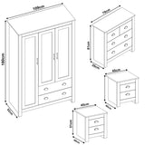 Shaker 4 Piece Bedroom Set - Wardrobe and Chest of Drawers
