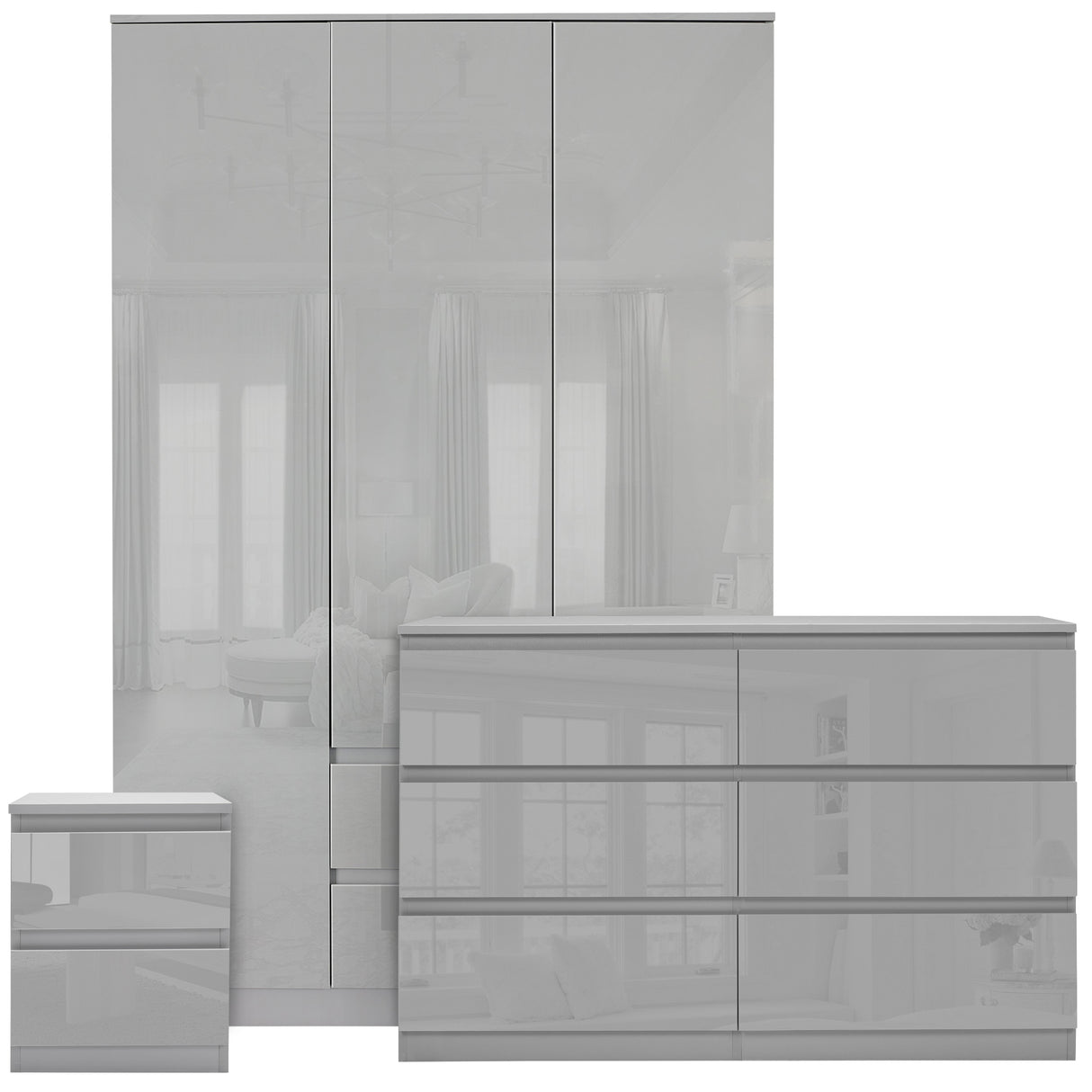 Wardrobe and drawer sets grey modern design for organized and stylish bedroom storage