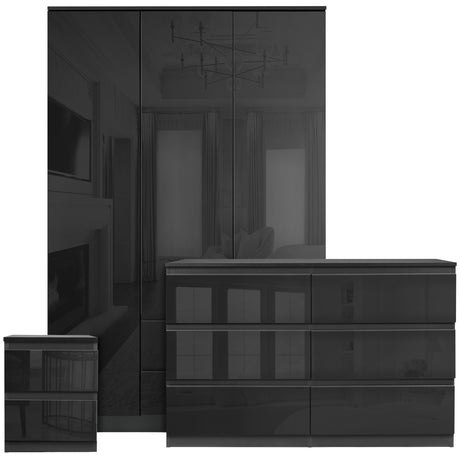 Wardrobe and drawers set sale black modern design for organized bedroom storage