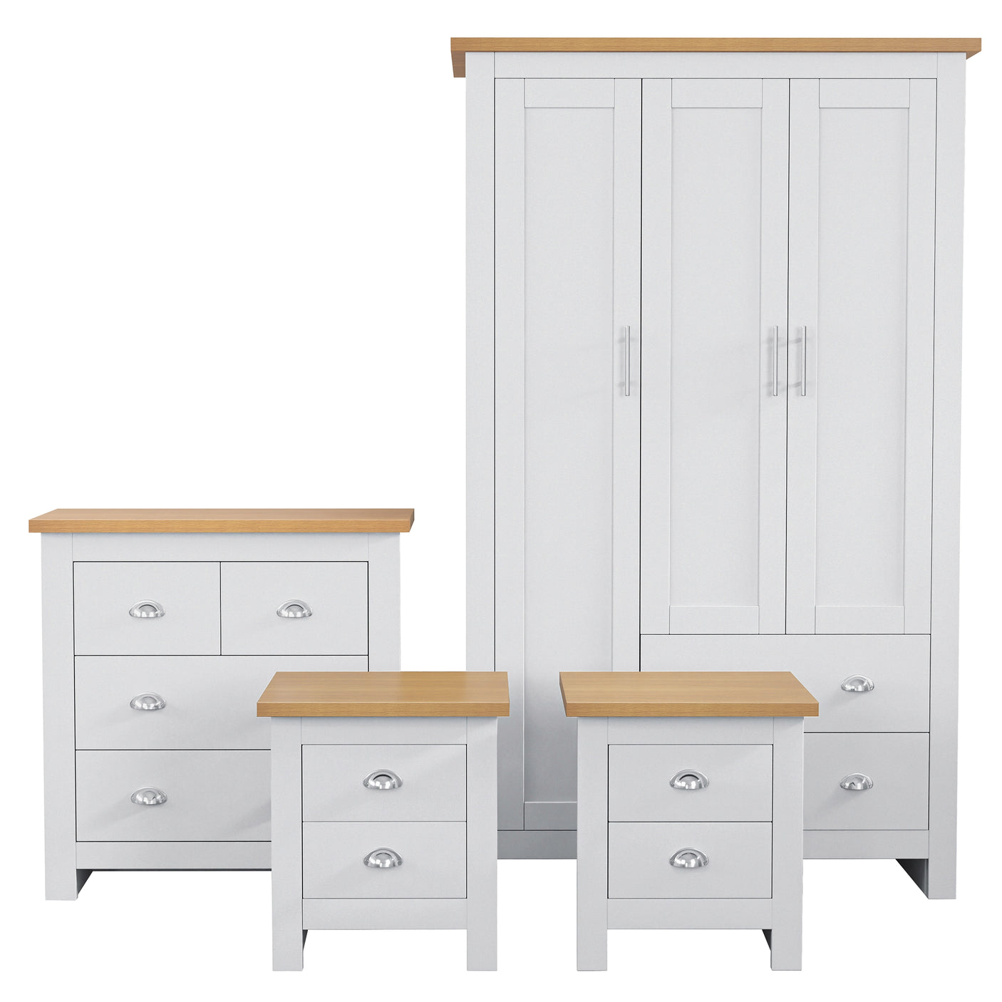 Shaker 4 Piece Bedroom Set - Wardrobe and Chest of Drawers