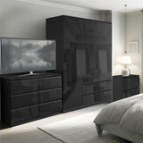 Wardrobe and dresser set black modern design for stylish and organized bedroom storage