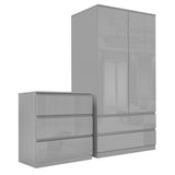 Wardrobe and chest of drawer set grey furniture for modern and stylish bedrooms