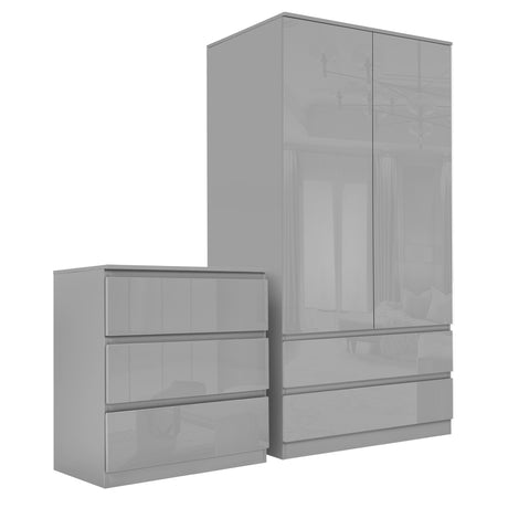 Wardrobe and chest of drawer set grey furniture for modern and stylish bedrooms