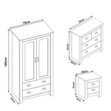 Shaker 3 Piece Bedroom Set - Wardrobe with Chest of Drawers