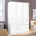 High Gloss 3 Door Wardrobe With Drawers And Shelves