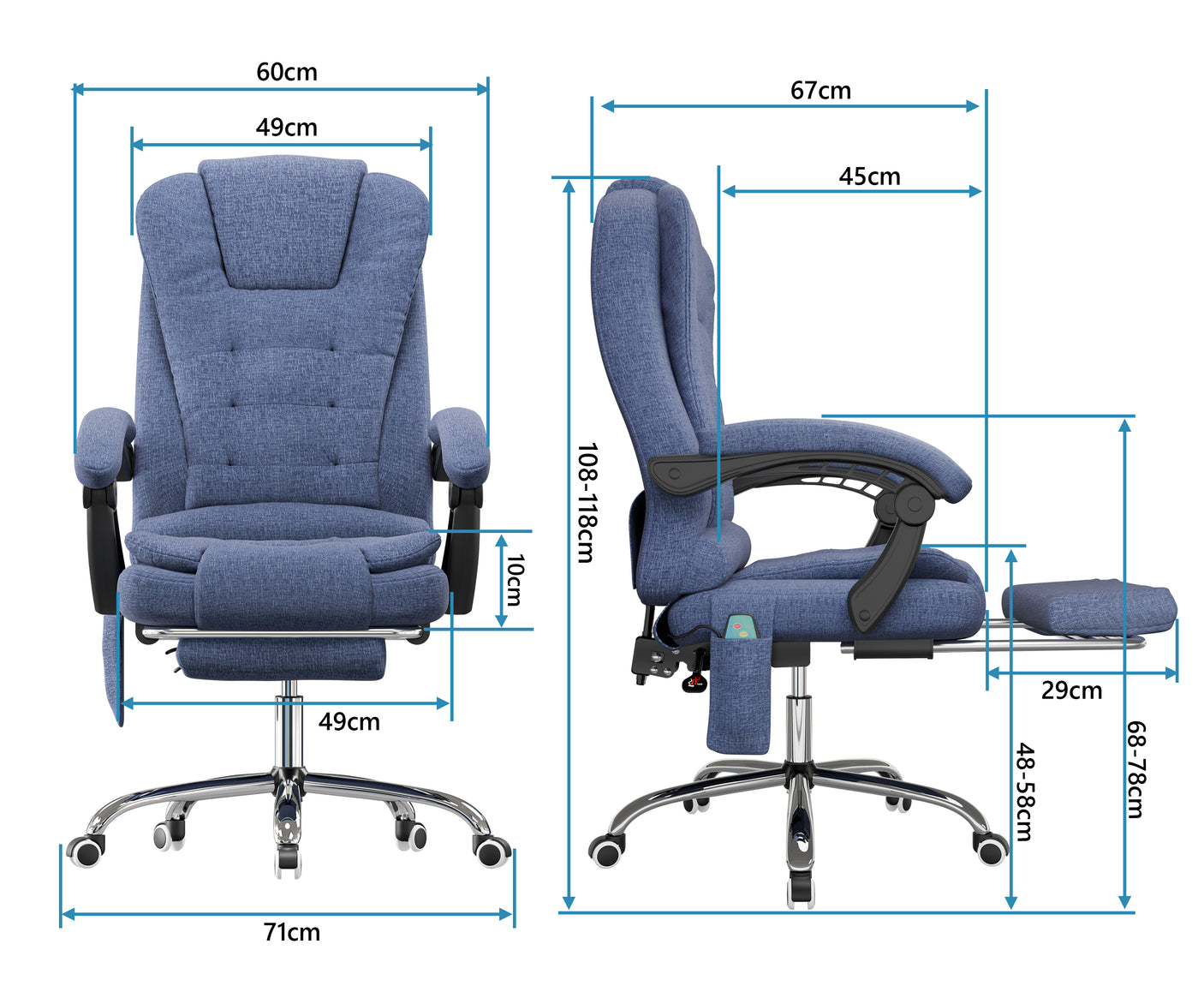 Comfortable Office Chair | Ergonomic Reclining Swivel Chair | Linen