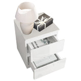 Stylish white 2-drawer bedside table for added storage and a clean look in your bedroom.