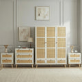 Wovena Rattan 4 Piece Bedroom Furniture Set White- Pine Legs