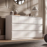 High Gloss Large 6 Drawer Chest of Drawers in white finish, perfect for modern bedroom storage and organization. Features sleek design and ample space.