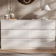 High Gloss Large 6 Drawer Chest of Drawers in white with a sleek modern design, perfect for bedroom storage and contemporary interiors.