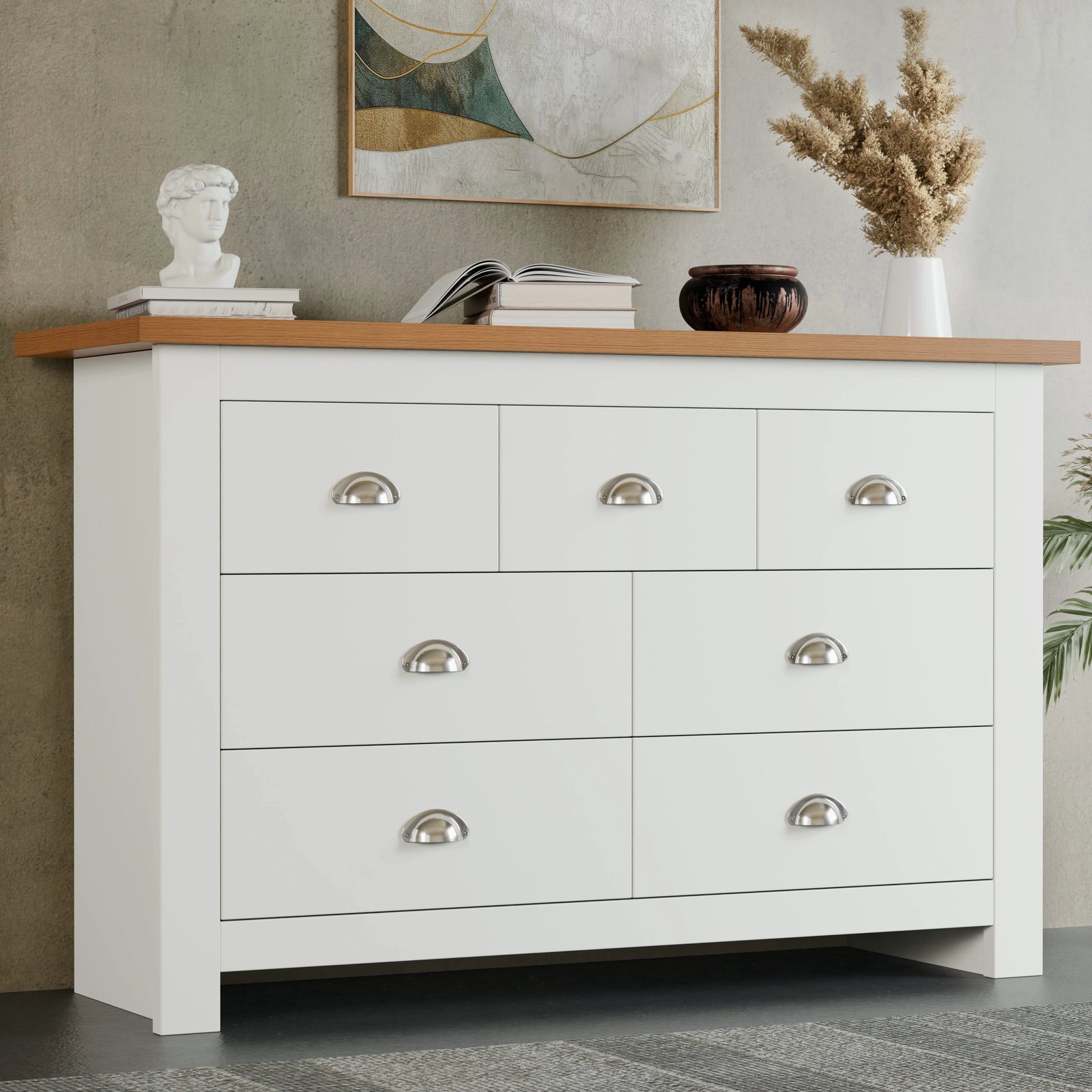 7 Drawer Wide Chest of Drawers | Large Bedroom Dresser