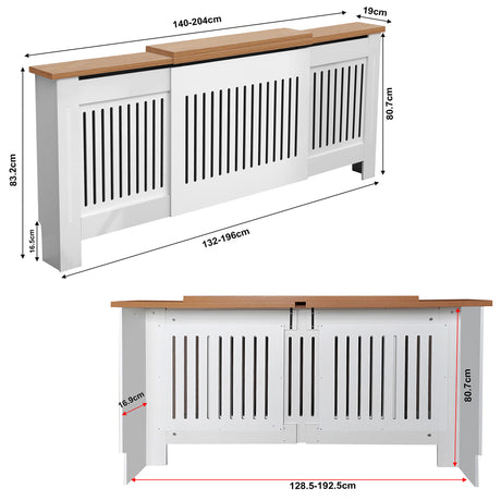 White adjustable radiator covers UK– sleek design, multiple sizes available.