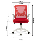 White armrest office mesh chair for ergonomic support and sleek design.