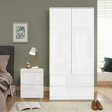 White bedroom set furniture modern design with wardrobe and storage solutions