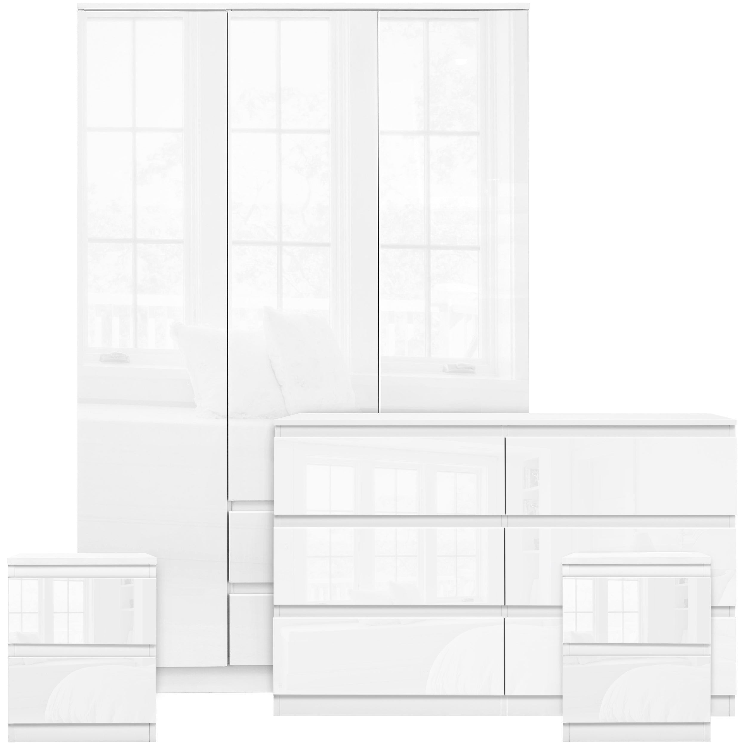 Sleek white bedroom set with minimalist design for a clean and contemporary bedroom look