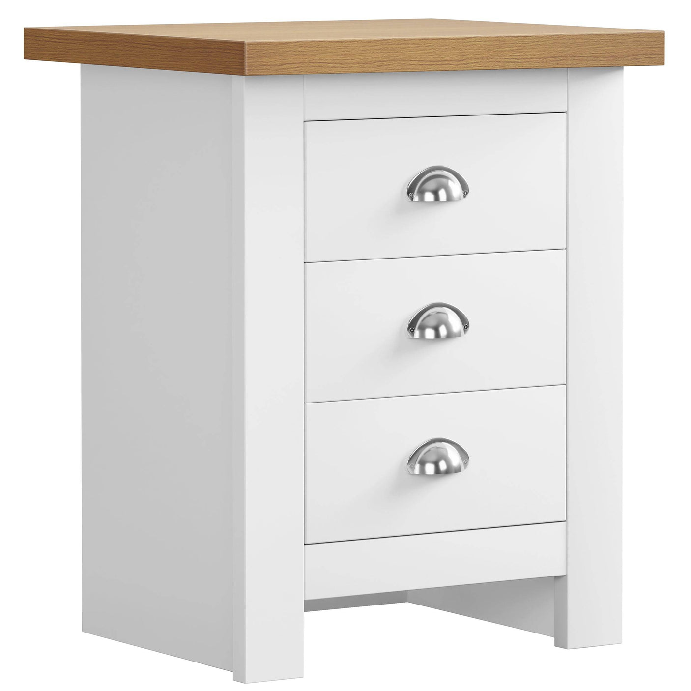 White bedside table UK with handles, offering a sleek and functional design for your bedroom.