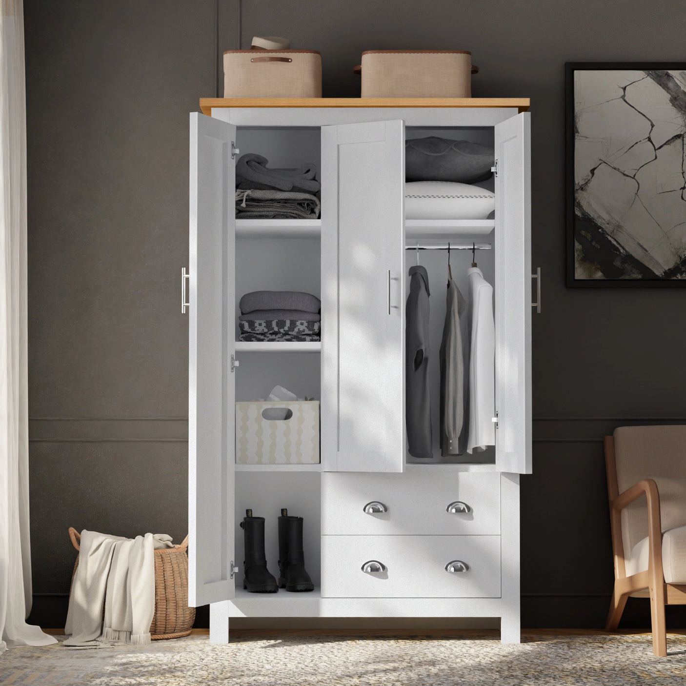 Shaker 4 Piece Bedroom Set - Wardrobe and Chest of Drawers