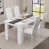 White & Black Gloss 4-6 Seater Dining Table and Chairs Set
