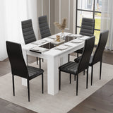White & Black Gloss 4-6 Seater Dining Table and Chairs Set