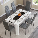 White & Black Gloss 4-6 Seater Dining Table and Chairs Set