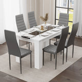 White & Black Gloss 4-6 Seater Dining Table and Chairs Set