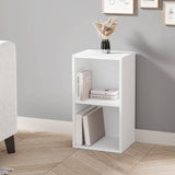 White Blisswood small bookcase with 2 shelves, perfect for living room or study storage and decor.