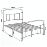 [White | Double] Dimension of a bed frame, 140 cm(W) x 198 cm (L) x 32 cm (H), with head height 120 cm, foot height 77 cm.