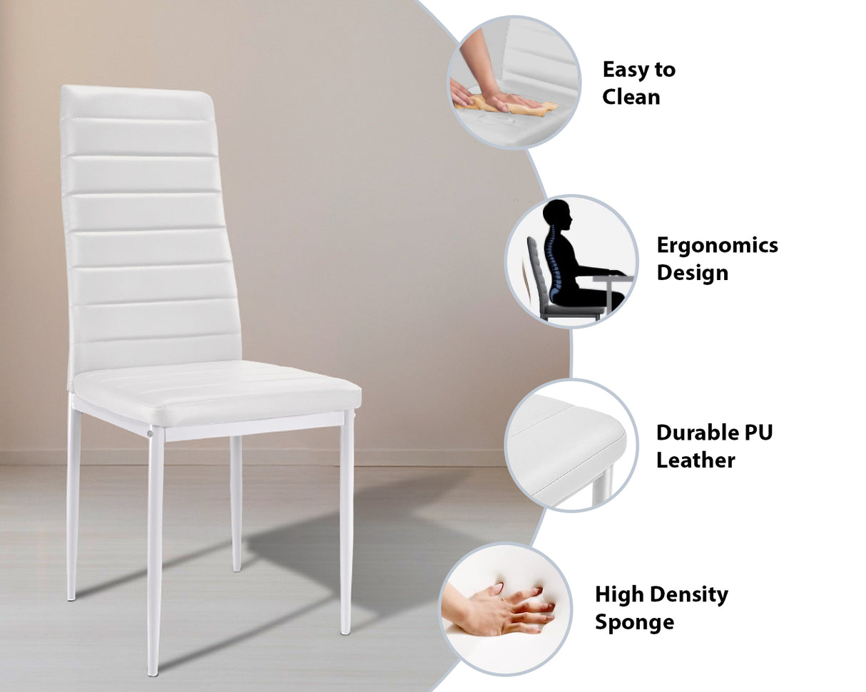 White dining chairs sale durable PU leather stylish comfortable for modern dining spaces.