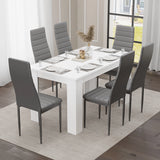 White Dining Table Set with 4 and 6 Padded Chairs