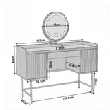 [White] Dimensions diagram of a white dressing table with a width of 122cm, depth of 40cm, and height of 83cm
