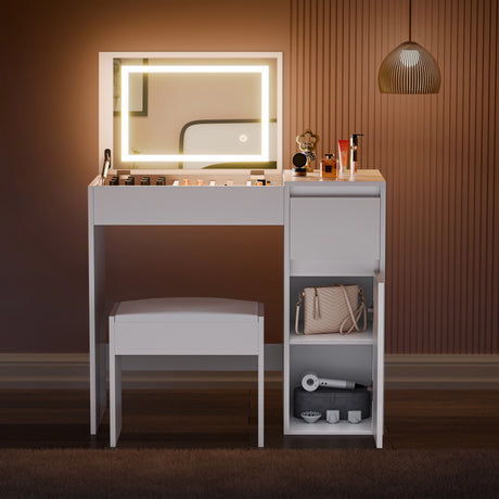 Dressing table with mirror and stool in a room setting