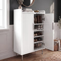 Fluted White Painted 5 Tier Shoe Storage Cabinet Hallway