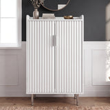 Fluted White Painted 5 Tier Shoe Storage Cabinet Hallway