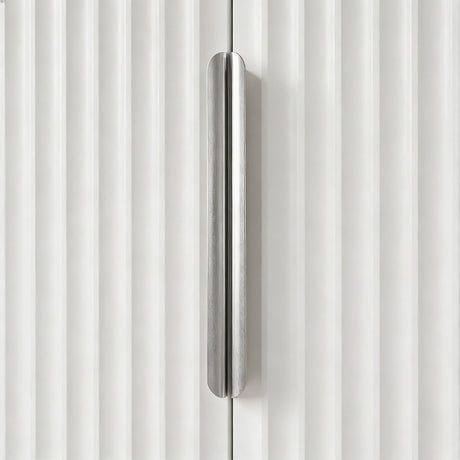 [White] Flutrina wardrobe door handle close-up detail in silver