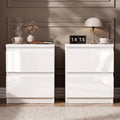 Bedside Tables Set of 2 - High Gloss 2 Drawer Bedroom Storage