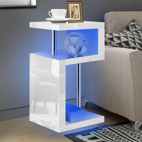 White high-gloss side table, perfect for small and confined spaces with attractive design.