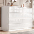 High Gloss Wide 8 Drawer Chest of Drawers - Bedroom Dresser