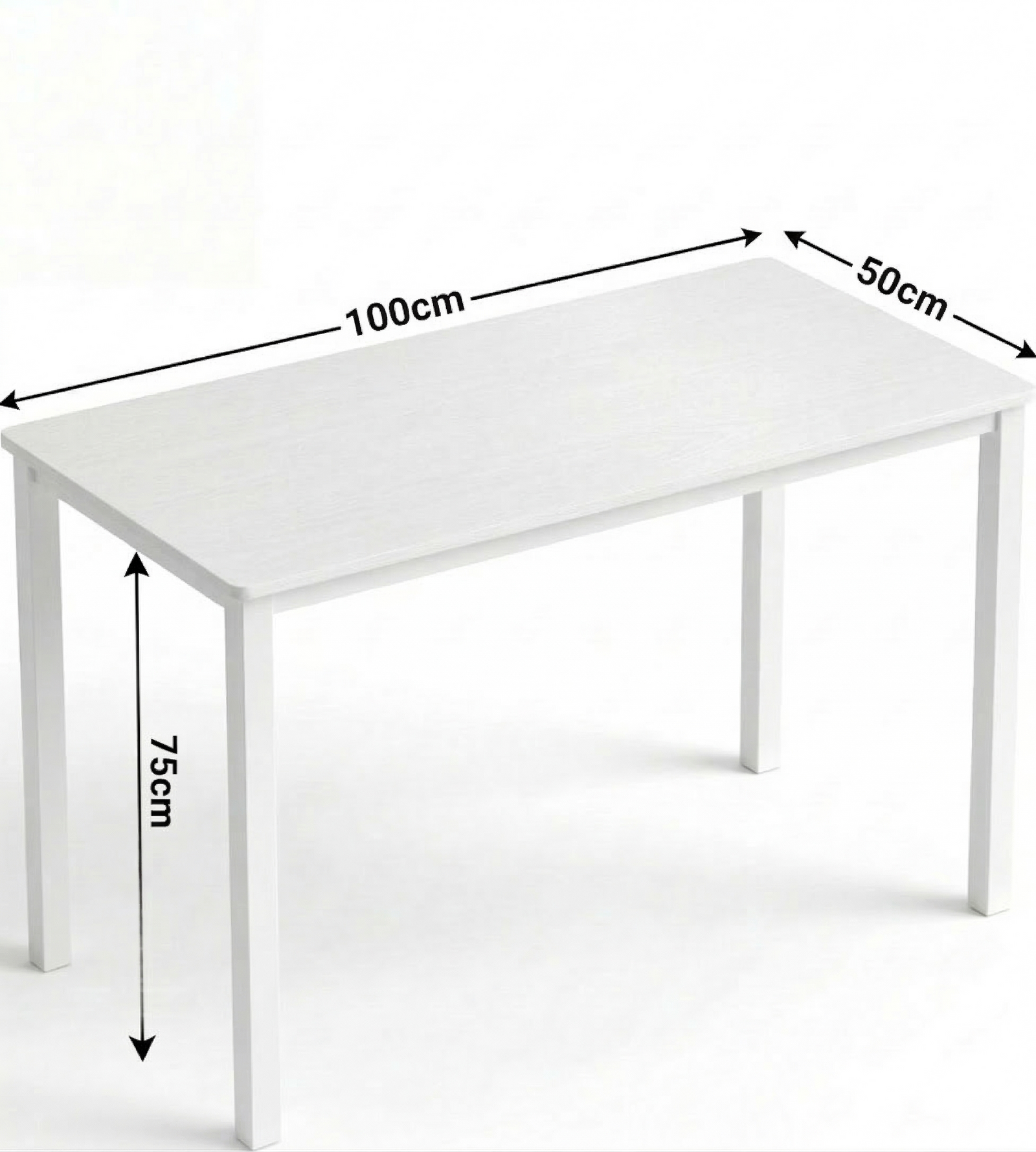 [100 x 50 cm] Home Office Desk 100cm annotated dimensions diagram showing 100cm width, 50cm depth, and 75cm height on white background