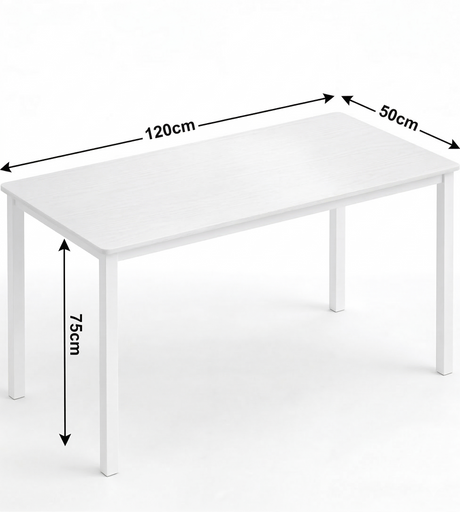 [120 x 50 cm] Home Office Desk 120cm annotated dimensions diagram showing 120cm width, 50cm depth, and 75cm height on white background