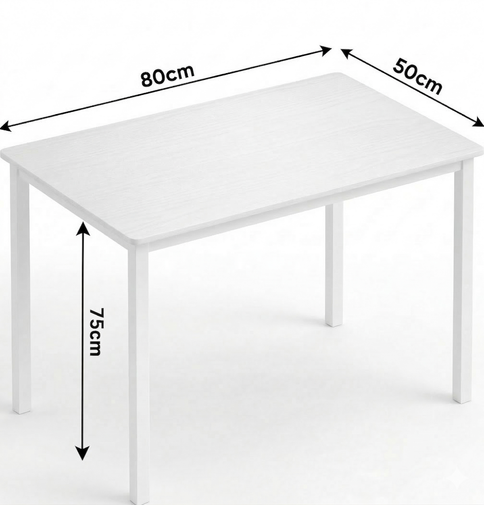 [80 x 50 cm] Home Office Desk annotated dimensions diagram showing 80cm width, 50cm depth, and 75cm height on white background