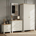 Linra White Painted 3 Piece Bedroom Furniture Set - Oak Top