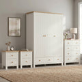 Linra White Painted 4 Piece Bedroom Set - Oak Top