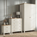 Linra White Painted 3 Piece Bedroom Set - Oak Top