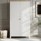 [White] Linra wardrobe styled in a bright contemporary bedroom with natural lighting and modern interior design accessories