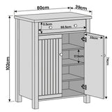 [White] Linra shoe cabinet dimension diagram showing 80cm width, 39cm depth, 102cm height, and 17.5cm shelf spacing