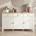 Linra Large White Sideboard with Drawers & Oak Top, Painted Finish