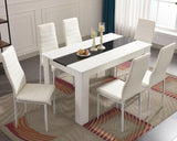 White marble dining table and chairs, luxurious and stylish set for modern dining rooms.