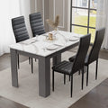 White Marble 4-6 Seater Dining Table and Chairs Set